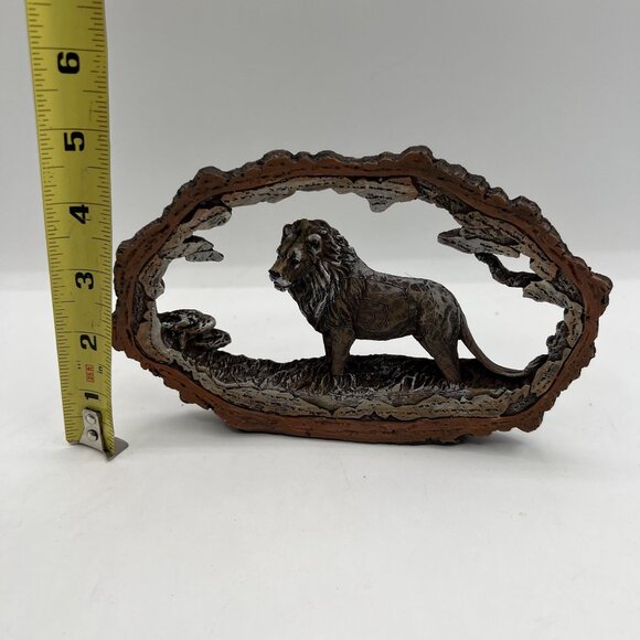 Wildlife Collectibles Hand Carved Bark Lion Sculpture 7.5"x5" Unique By Horiz - Picture 15 of 16